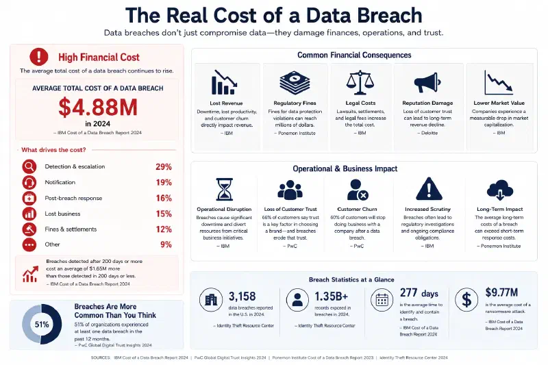 Data breaches infographic and cost to business